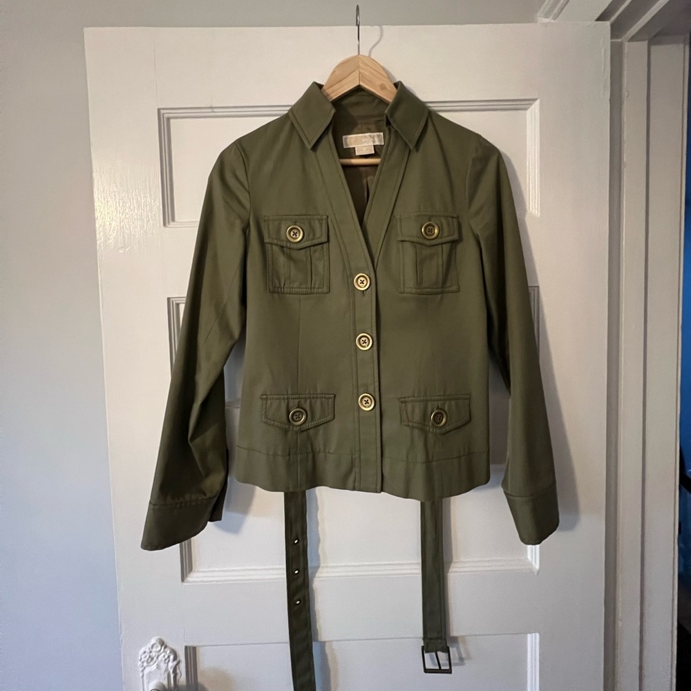 Michael Michael Kors. Army Green Belted Blazer